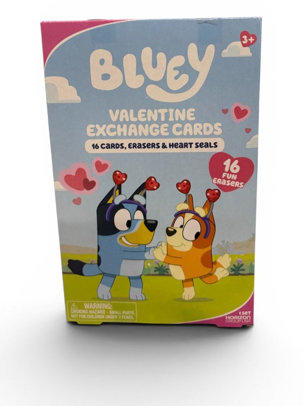 Set of 32 Bluey Exchange Valentine Cards, Erasers & Heart Seals